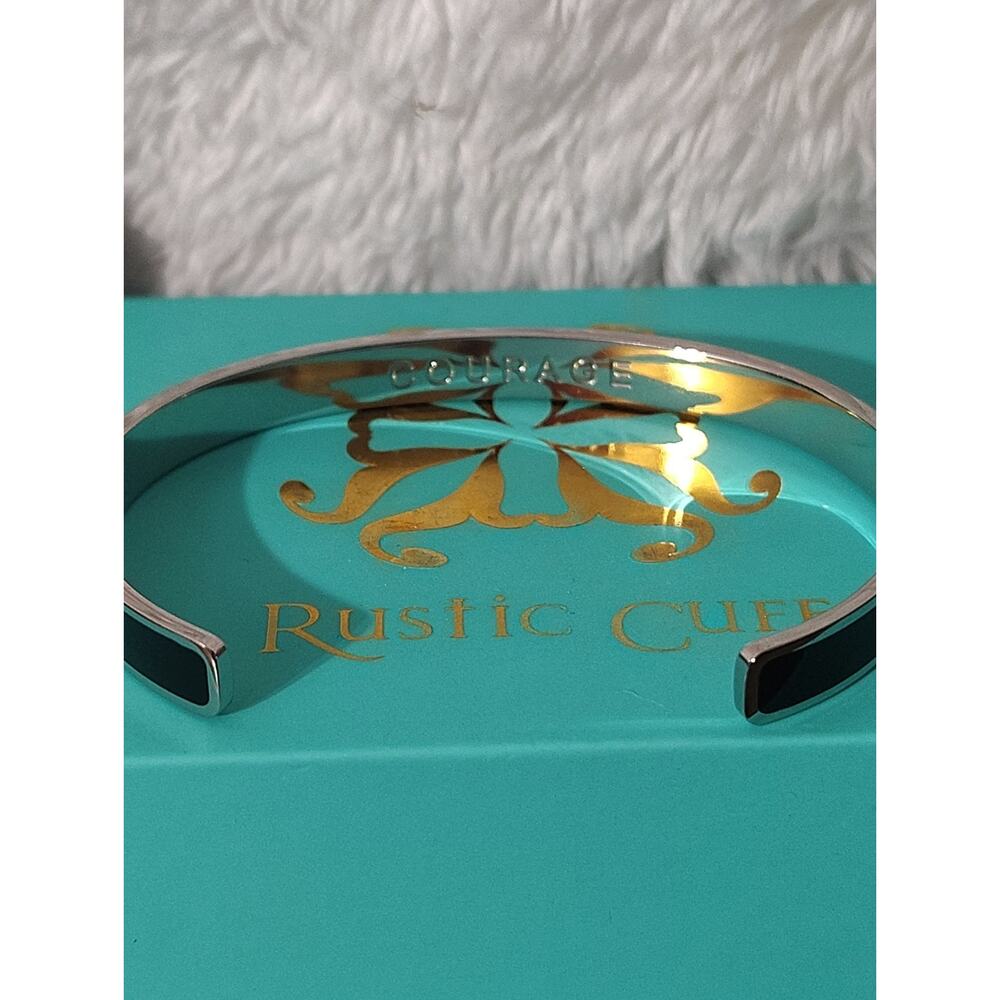 Rustic Cuff Courage Silver Tone Cuff Bracelet W B… - image 2